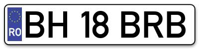 Placuta inmatriculare numar auto  BH-18-BRB, BH 18 BRB, BH18BRB