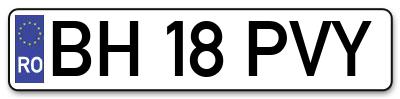 Placuta inmatriculare numar auto  BH-18-PVY, BH 18 PVY, BH18PVY