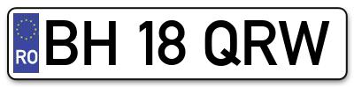 Placuta inmatriculare numar auto  BH-18-QRW, BH 18 QRW, BH18QRW