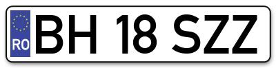 Placuta inmatriculare numar auto  BH-18-SZZ, BH 18 SZZ, BH18SZZ