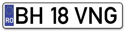 Placuta inmatriculare numar auto  BH-18-VNG, BH 18 VNG, BH18VNG