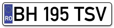 Placuta inmatriculare numar auto  BH-195-TSV, BH 195 TSV, BH195TSV