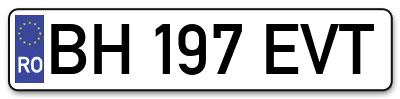 Placuta inmatriculare numar auto  BH-197-EVT, BH 197 EVT, BH197EVT