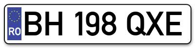 Placuta inmatriculare numar auto  BH-198-QXE, BH 198 QXE, BH198QXE