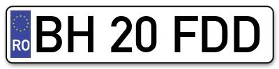 Placuta inmatriculare numar auto  BH-20-FDD, BH 20 FDD, BH20FDD
