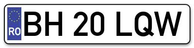 Placuta inmatriculare numar auto  BH-20-LQW, BH 20 LQW, BH20LQW