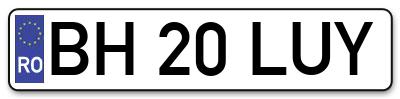 Placuta inmatriculare numar auto  BH-20-LUY, BH 20 LUY, BH20LUY