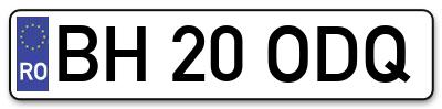 Placuta inmatriculare numar auto  BH-20-ODQ, BH 20 ODQ, BH20ODQ