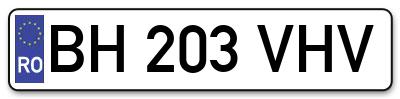 Placuta inmatriculare numar auto  BH-203-VHV, BH 203 VHV, BH203VHV