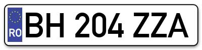 Placuta inmatriculare numar auto  BH-204-ZZA, BH 204 ZZA, BH204ZZA