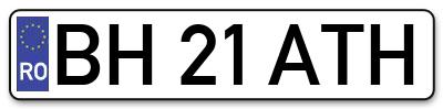 Placuta inmatriculare numar auto  BH-21-ATH, BH 21 ATH, BH21ATH