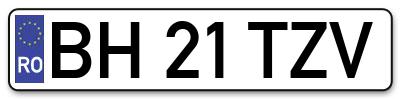 Placuta inmatriculare numar auto  BH-21-TZV, BH 21 TZV, BH21TZV