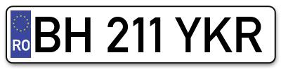 Placuta inmatriculare numar auto  BH-211-YKR, BH 211 YKR, BH211YKR