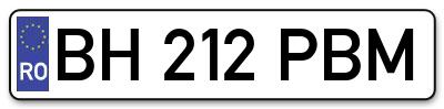 Placuta inmatriculare numar auto  BH-212-PBM, BH 212 PBM, BH212PBM