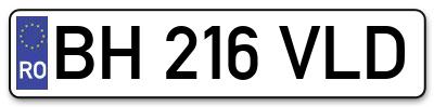 Placuta inmatriculare numar auto  BH-216-VLD, BH 216 VLD, BH216VLD