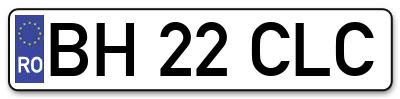 Placuta inmatriculare numar auto  BH-22-CLC, BH 22 CLC, BH22CLC