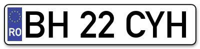 Placuta inmatriculare numar auto  BH-22-CYH, BH 22 CYH, BH22CYH