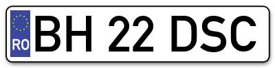 Placuta inmatriculare numar auto  BH-22-DSC, BH 22 DSC, BH22DSC