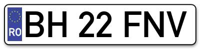 Placuta inmatriculare numar auto  BH-22-FNV, BH 22 FNV, BH22FNV