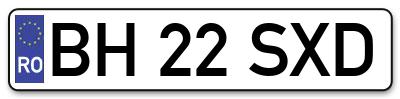 Placuta inmatriculare numar auto  BH-22-SXD, BH 22 SXD, BH22SXD