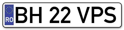 Placuta inmatriculare numar auto  BH-22-VPS, BH 22 VPS, BH22VPS