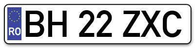 Placuta inmatriculare numar auto  BH-22-ZXC, BH 22 ZXC, BH22ZXC
