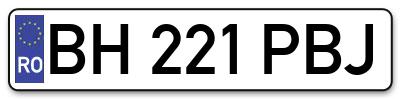 Placuta inmatriculare numar auto  BH-221-PBJ, BH 221 PBJ, BH221PBJ