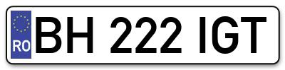 Placuta inmatriculare numar auto  BH-222-IGT, BH 222 IGT, BH222IGT