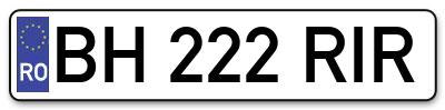 Placuta inmatriculare numar auto  BH-222-RIR, BH 222 RIR, BH222RIR