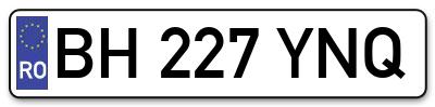 Placuta inmatriculare numar auto  BH-227-YNQ, BH 227 YNQ, BH227YNQ
