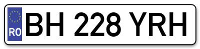 Placuta inmatriculare numar auto  BH-228-YRH, BH 228 YRH, BH228YRH