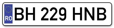 Placuta inmatriculare numar auto  BH-229-HNB, BH 229 HNB, BH229HNB