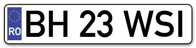 Placuta inmatriculare numar auto  BH-23-WSI, BH 23 WSI, BH23WSI