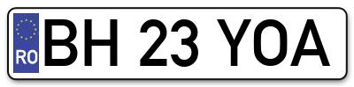 Placuta inmatriculare numar auto  BH-23-YOA, BH 23 YOA, BH23YOA