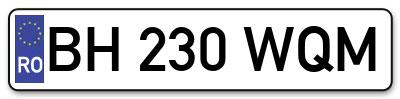 Placuta inmatriculare numar auto  BH-230-WQM, BH 230 WQM, BH230WQM