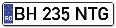 Placuta inmatriculare numar auto  BH-235-NTG, BH 235 NTG, BH235NTG