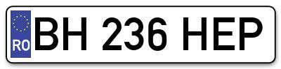 Placuta inmatriculare numar auto  BH-236-HEP, BH 236 HEP, BH236HEP