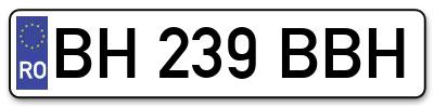 Placuta inmatriculare numar auto  BH-239-BBH, BH 239 BBH, BH239BBH