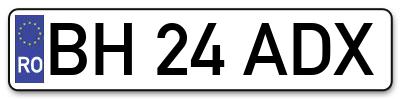 Placuta inmatriculare numar auto  BH-24-ADX, BH 24 ADX, BH24ADX