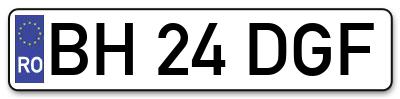 Placuta inmatriculare numar auto  BH-24-DGF, BH 24 DGF, BH24DGF