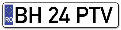Placuta inmatriculare numar auto  BH-24-PTV, BH 24 PTV, BH24PTV