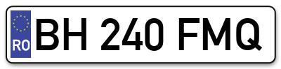 Placuta inmatriculare numar auto  BH-240-FMQ, BH 240 FMQ, BH240FMQ