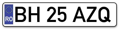 Placuta inmatriculare numar auto  BH-25-AZQ, BH 25 AZQ, BH25AZQ