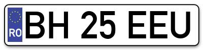 Placuta inmatriculare numar auto  BH-25-EEU, BH 25 EEU, BH25EEU