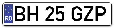 Placuta inmatriculare numar auto  BH-25-GZP, BH 25 GZP, BH25GZP