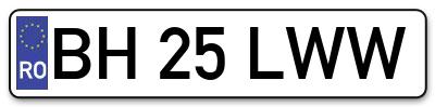 Placuta inmatriculare numar auto  BH-25-LWW, BH 25 LWW, BH25LWW