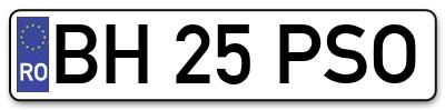 Placuta inmatriculare numar auto  BH-25-PSO, BH 25 PSO, BH25PSO