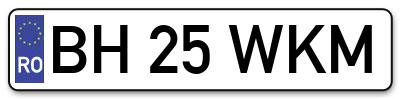 Placuta inmatriculare numar auto  BH-25-WKM, BH 25 WKM, BH25WKM