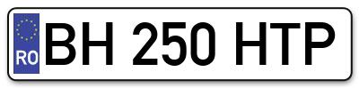 Placuta inmatriculare numar auto  BH-250-HTP, BH 250 HTP, BH250HTP
