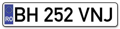 Placuta inmatriculare numar auto  BH-252-VNJ, BH 252 VNJ, BH252VNJ